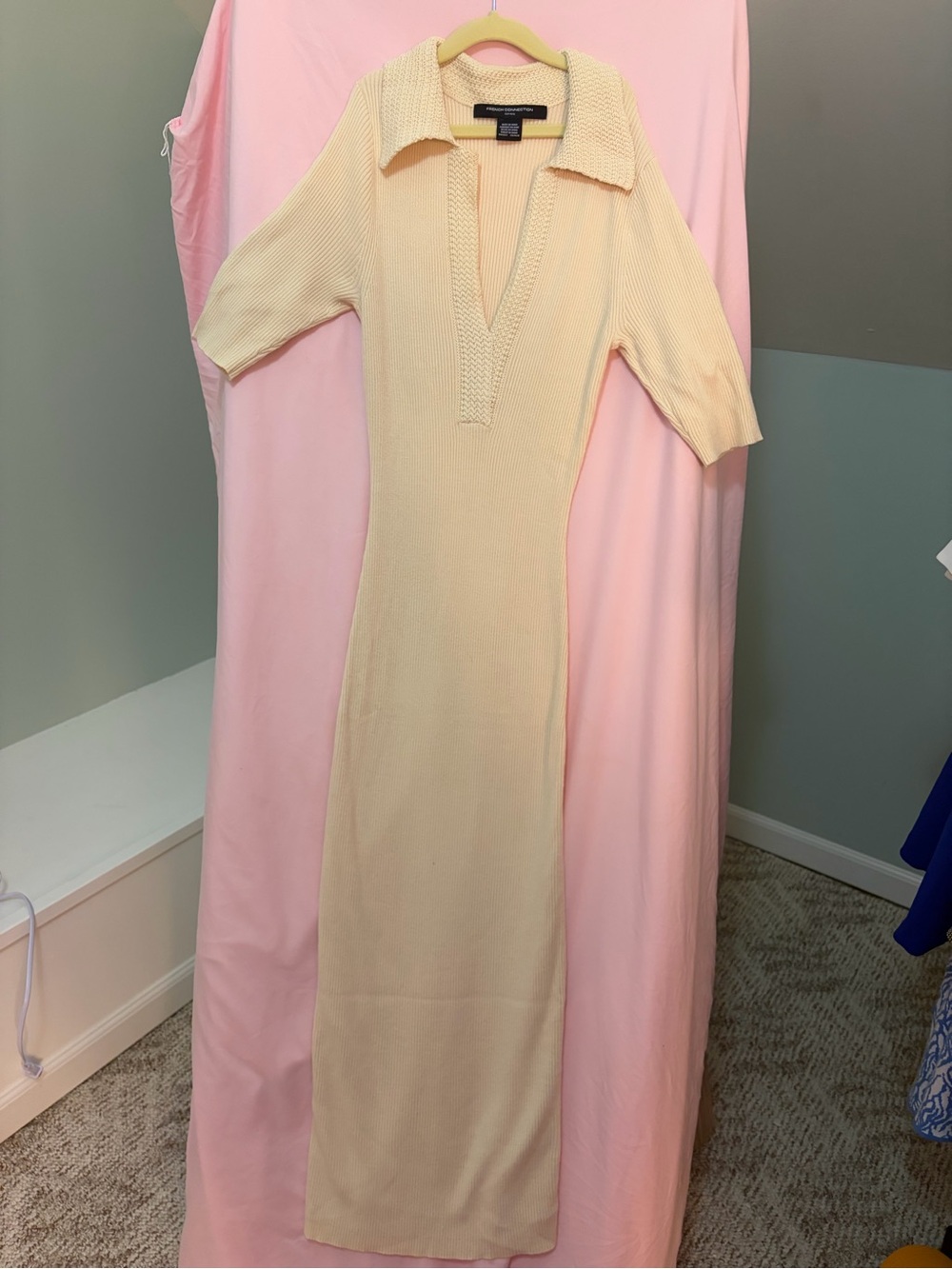 French Connection Tan Ribbed Sweater Dress size small